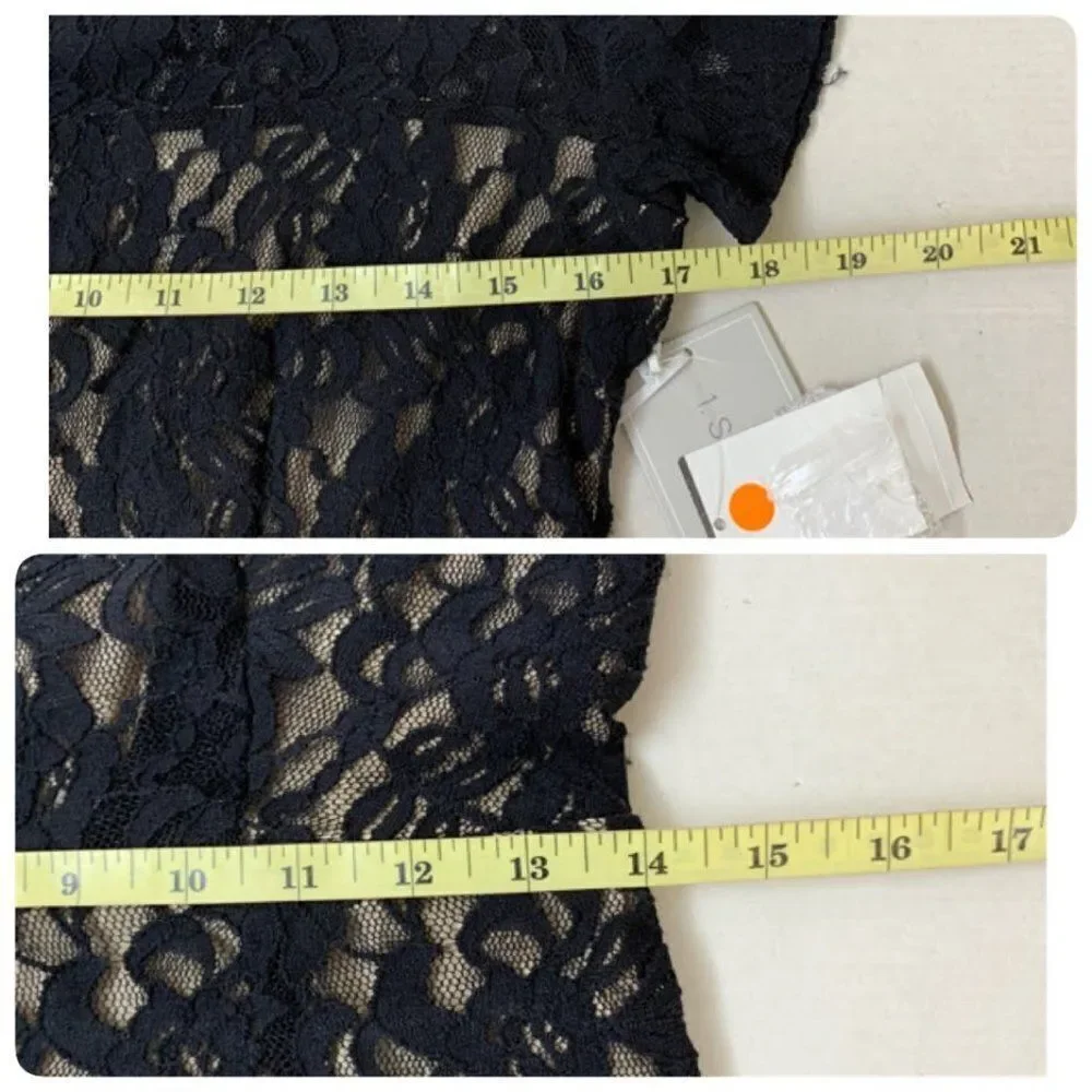 1. State Short Sleeve Lace Romper Black - Picture 11 of 11